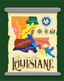 Map of Colonial Louisiana Posts, Districts & Parishes